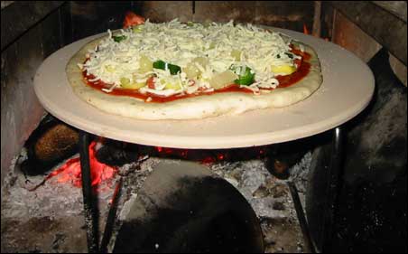 Pizza in the fireplace